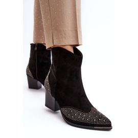 FS1 Botas Vaqueras De Mujer Decoradas Con Tacón Alto Negro Eleduana 5