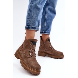 Sergio Leone Botas bajas y cálidas de mujer con cremallera, beige oscuro Cameronia 3