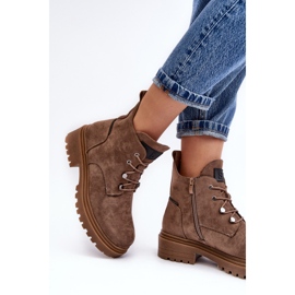 Sergio Leone Botas bajas y cálidas de mujer con cremallera, beige oscuro Cameronia 4