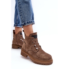 Sergio Leone Botas bajas y cálidas de mujer con cremallera, beige oscuro Cameronia 6