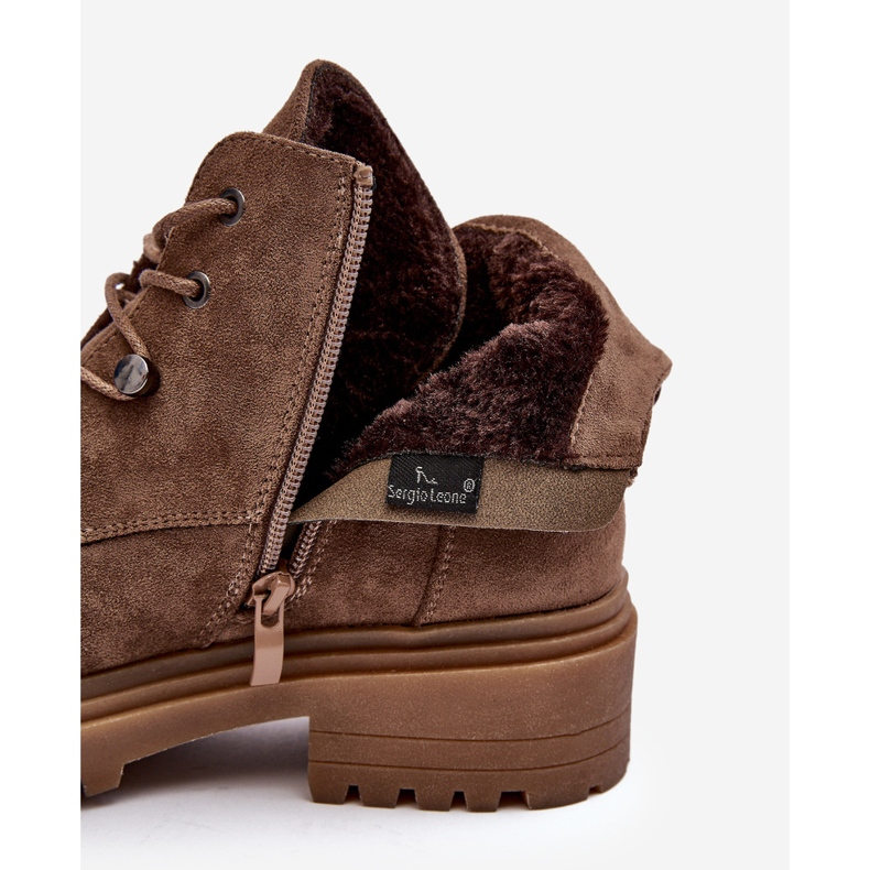 Sergio Leone Botas bajas y cálidas de mujer con cremallera, beige oscuro Cameronia 2