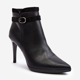 Sergio Leone Botines De Mujer Con Tacón Alto Y Hebilla Aislados Negro Aesha 1