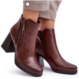 Sergio Leone Botines de mujer de tacón alto con cremalleras, marrón Ryelle 8