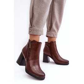 Sergio Leone Botines de mujer de tacón alto con cremalleras, marrón Ryelle 2