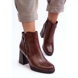 Sergio Leone Botines de mujer de tacón alto con cremalleras, marrón Ryelle 4