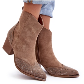 FS1 Botas Vaqueras Decoradas de Mujer con Tacón Alto Beige Eleduana 7