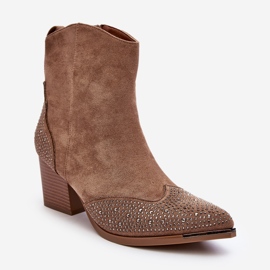 FS1 Botas Vaqueras Decoradas de Mujer con Tacón Alto Beige Eleduana 1
