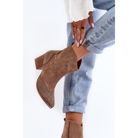 FS1 Botas Vaqueras Decoradas de Mujer con Tacón Alto Beige Eleduana 4