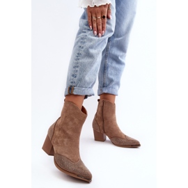 FS1 Botas Vaqueras Decoradas de Mujer con Tacón Alto Beige Eleduana 5