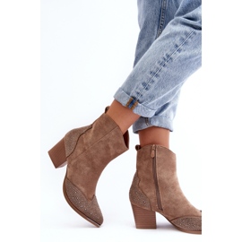FS1 Botas Vaqueras Decoradas de Mujer con Tacón Alto Beige Eleduana 2