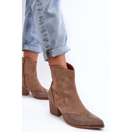 FS1 Botas Vaqueras Decoradas de Mujer con Tacón Alto Beige Eleduana 3