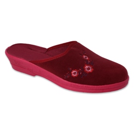 Pantuflas de mujer befado con flores pu 219D480 burdeos rojo 1