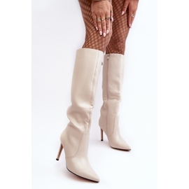 Botas Tacón Piel Beige meliskindra 3