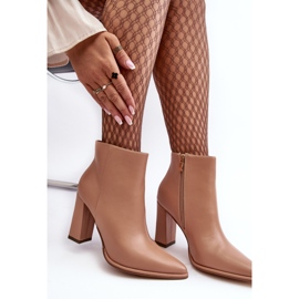 Botines Mujer Saitana Piel Beige Tacón Alto 3