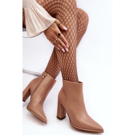 Botines Mujer Saitana Piel Beige Tacón Alto 2