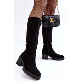 WS1 Botas de tacón bajo por encima de la rodilla para mujer, negro Beveta 3