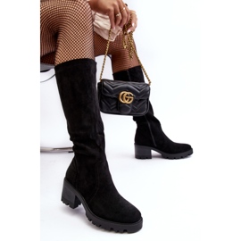 WS1 Botas de tacón bajo por encima de la rodilla para mujer, negro Beveta 5