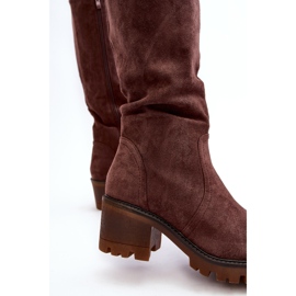 WS1 Botas de tacón bajo por encima de la rodilla para mujer, marrón oscuro Beveta 4