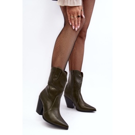WS1 Botas Vaqueras Tacón Alto Mujer Verde Oscuro Melaitia 1