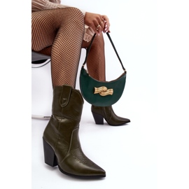 WS1 Botas Vaqueras Tacón Alto Mujer Verde Oscuro Melaitia 7