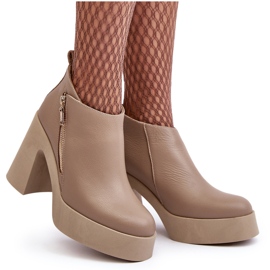 Botines De Mujer Con Tacón Alto Enorme Y Cremallera 1755 Zazoo Beige 8