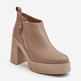 Botines De Mujer Con Tacón Alto Enorme Y Cremallera 1755 Zazoo Beige 1