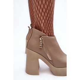 Botines De Mujer Con Tacón Alto Enorme Y Cremallera 1755 Zazoo Beige 5