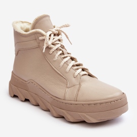 Botas de mujer de piel con aislamiento y plataforma beige Lemar Jevette 1