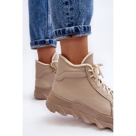 Botas de mujer de piel con aislamiento y plataforma beige Lemar Jevette 5