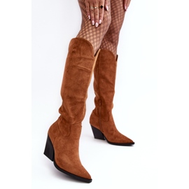 Botas De Vaquero Delia Camel De Gamuza De Moda marrón 3