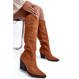 Botas De Vaquero Delia Camel De Gamuza De Moda marrón 6