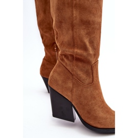Botas De Vaquero Delia Camel De Gamuza De Moda marrón 4