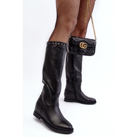 Botas por encima de la rodilla de mujer decoradas con tachuelas, Bevitis negro 4