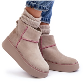 Botas de nieve de ante para mujer Maciejka 06257-22 Beige claro 8