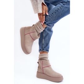 Botas de nieve de ante para mujer Maciejka 06257-22 Beige claro 4