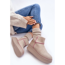 Botas de nieve de ante para mujer Maciejka 06257-22 Beige claro 6