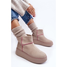 Botas de nieve de ante para mujer Maciejka 06257-22 Beige claro 7