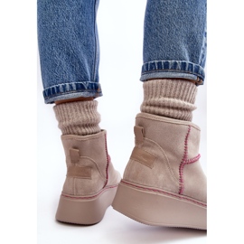 Botas de nieve de ante para mujer Maciejka 06257-22 Beige claro 5