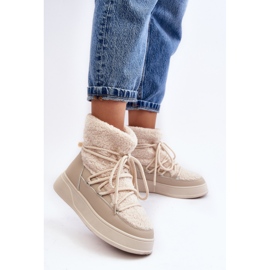 FG2 Botas de nieve con plataforma para mujer beige claro Ahatissa 1