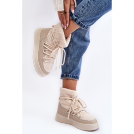 FG2 Botas de nieve con plataforma para mujer beige claro Ahatissa 3