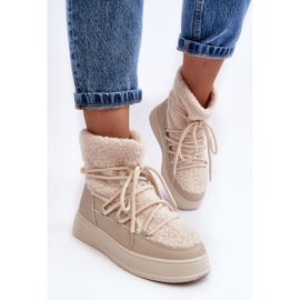 FG2 Botas de nieve con plataforma para mujer beige claro Ahatissa 5