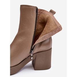 Lemar Littosa Lemar Littosa Botines De Cuero Beige Oscuro Con Tacón Enorme Y Cremalleras 2