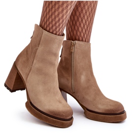 Botines Mujer Ante Tacón Alto Beige Lemar Remilda 8