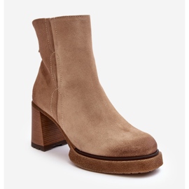 Botines Mujer Ante Tacón Alto Beige Lemar Remilda 1