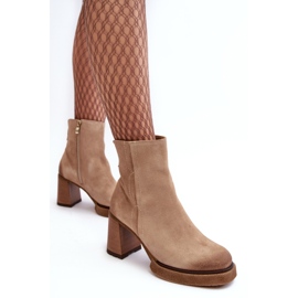 Botines Mujer Ante Tacón Alto Beige Lemar Remilda 4