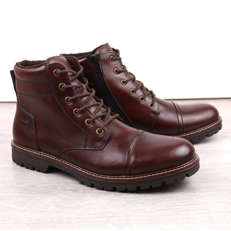 Zapatos cómodos de piel para hombre con aislamiento, marrón, Rieker F3604-25 1