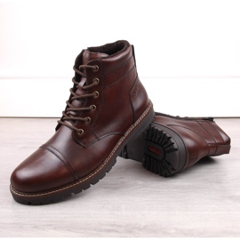 Zapatos cómodos de piel para hombre con aislamiento, marrón, Rieker F3604-25 3