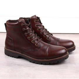 Zapatos cómodos de piel para hombre con aislamiento, marrón, Rieker F3604-25 2