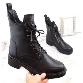 Botas de mujer de piel con cordones y cremallera, aislantes, negro, T.Sokolski 712 1