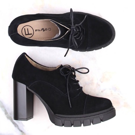 Zapatos de mujer de ante negro con tacón y plataforma, Filippo DP4918 3